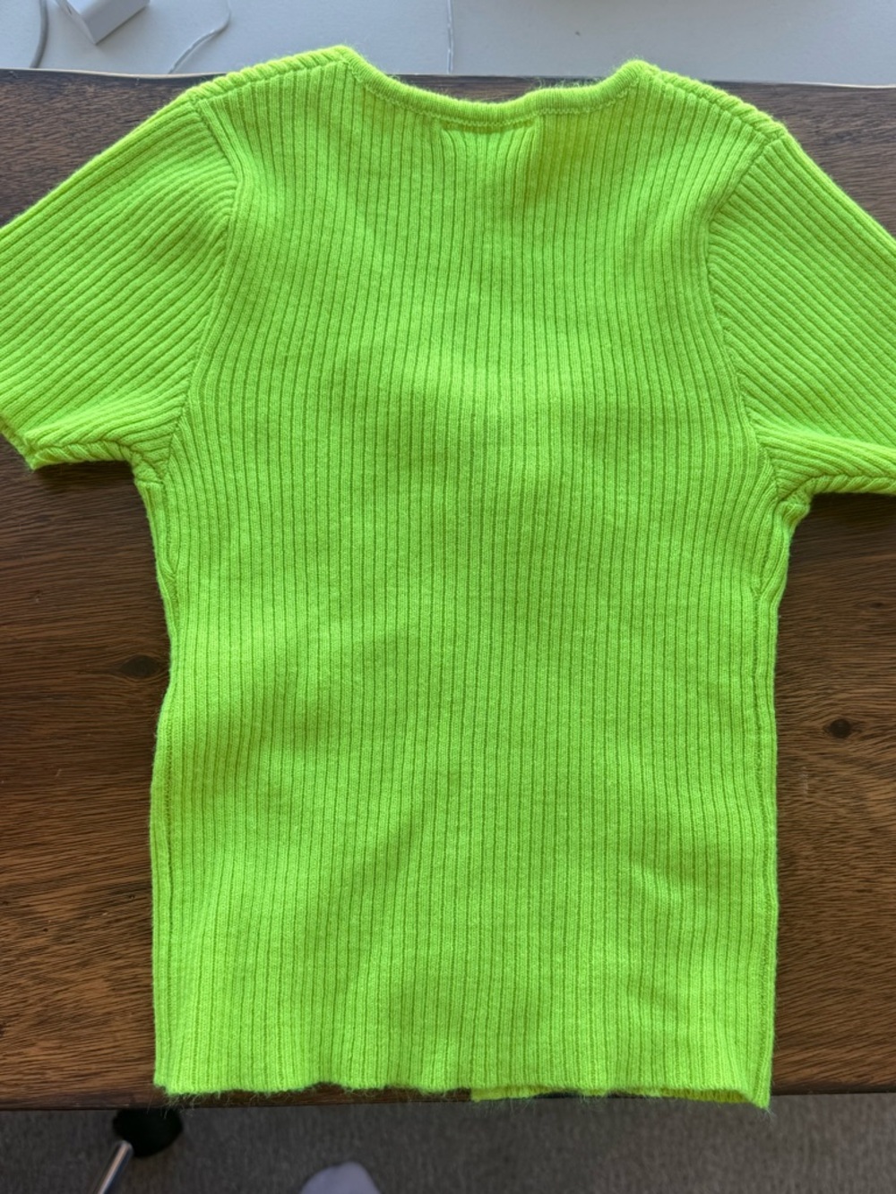 Neon Lime Ribbed Zip-Front Crop Top - Picture 5 of 5